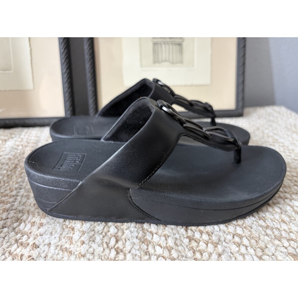 FITFLOP  Thong Silver Hardwear Sandals Size 6.5/EU 37.5 US Black - Picture 3 of 6